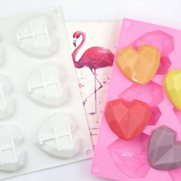 Crystal heart silicone mold for soap making